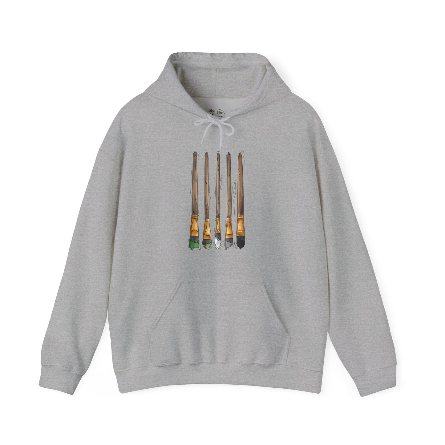 Aromantic Pride Flag Paint Brushes - Adult Unisex Hoodie