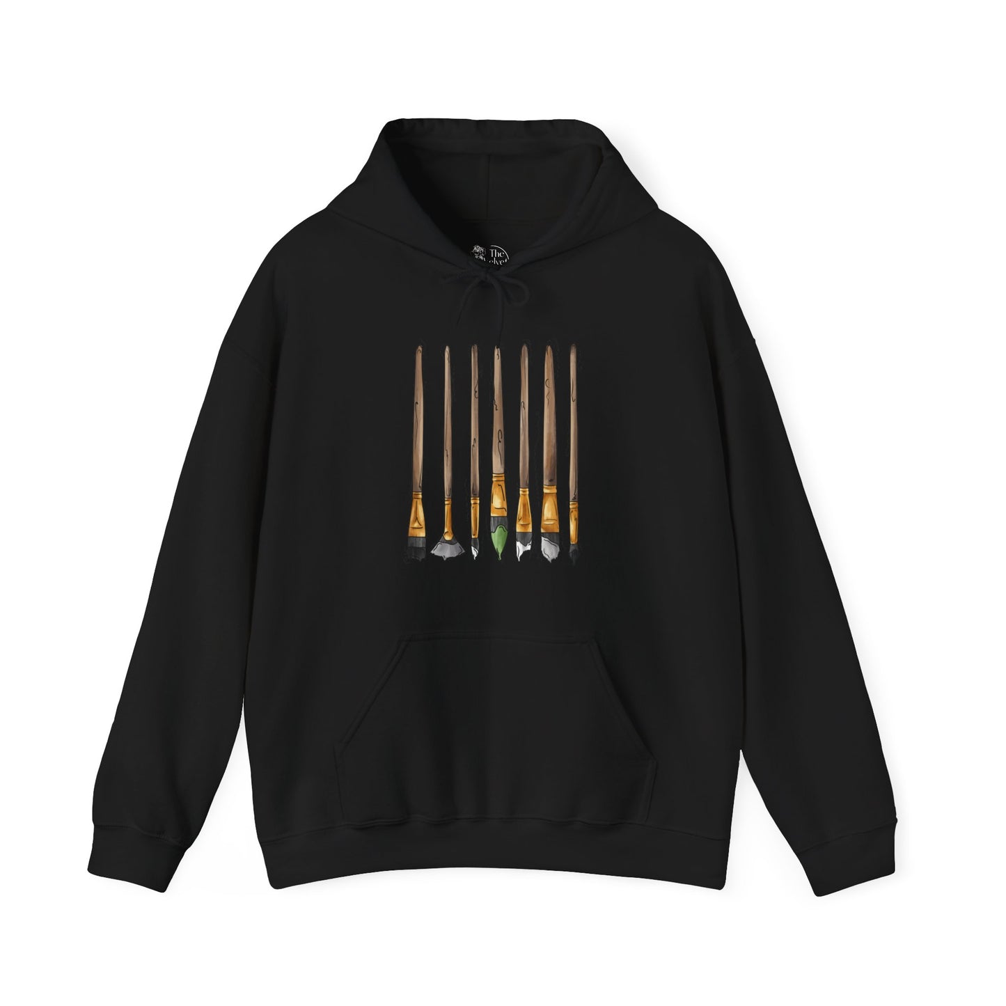 Agender Pride Flag Paint Brushes - Adult Unisex Hoodie