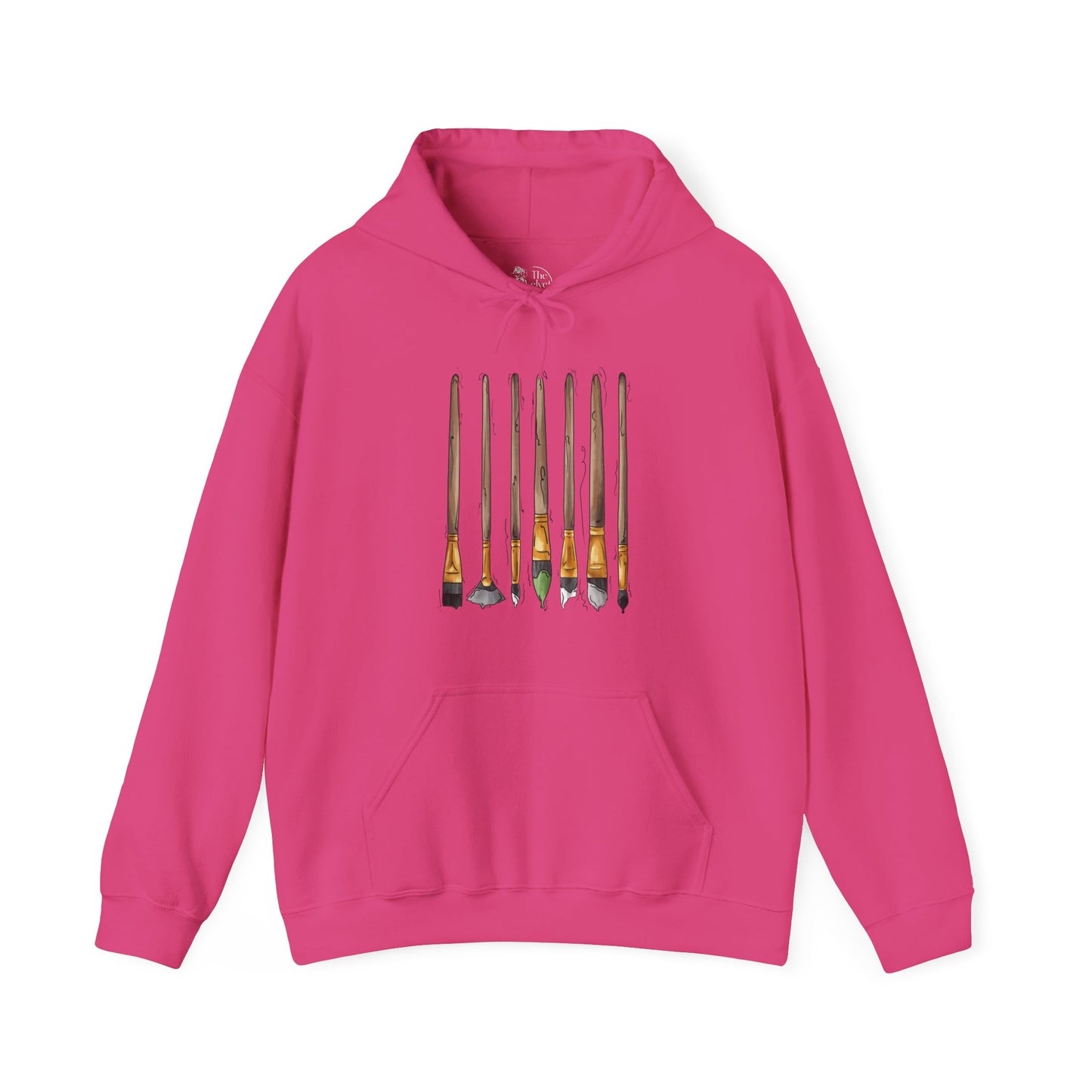 Agender Pride Flag Paint Brushes - Adult Unisex Hoodie