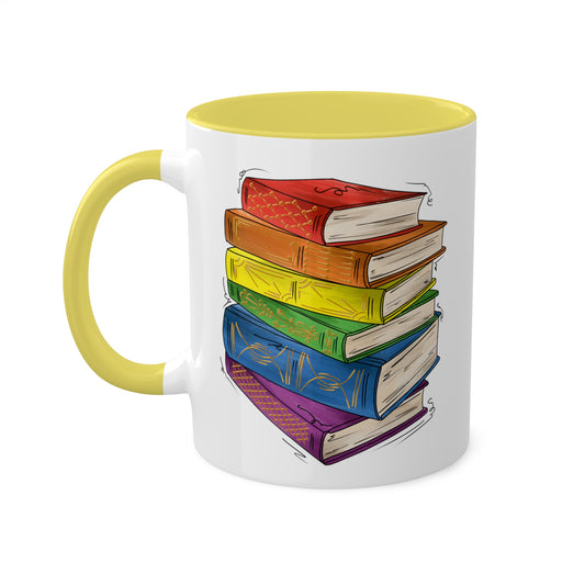 Gay Pride Flag Old Books - Mug