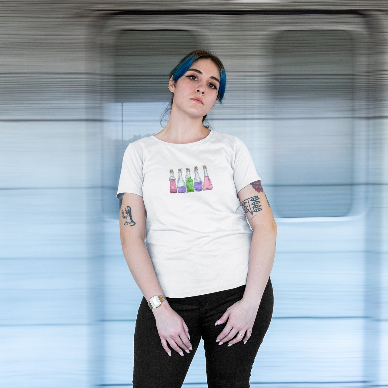 Trigender Pride Flag Potion Bottles - Unisex T-Shirt