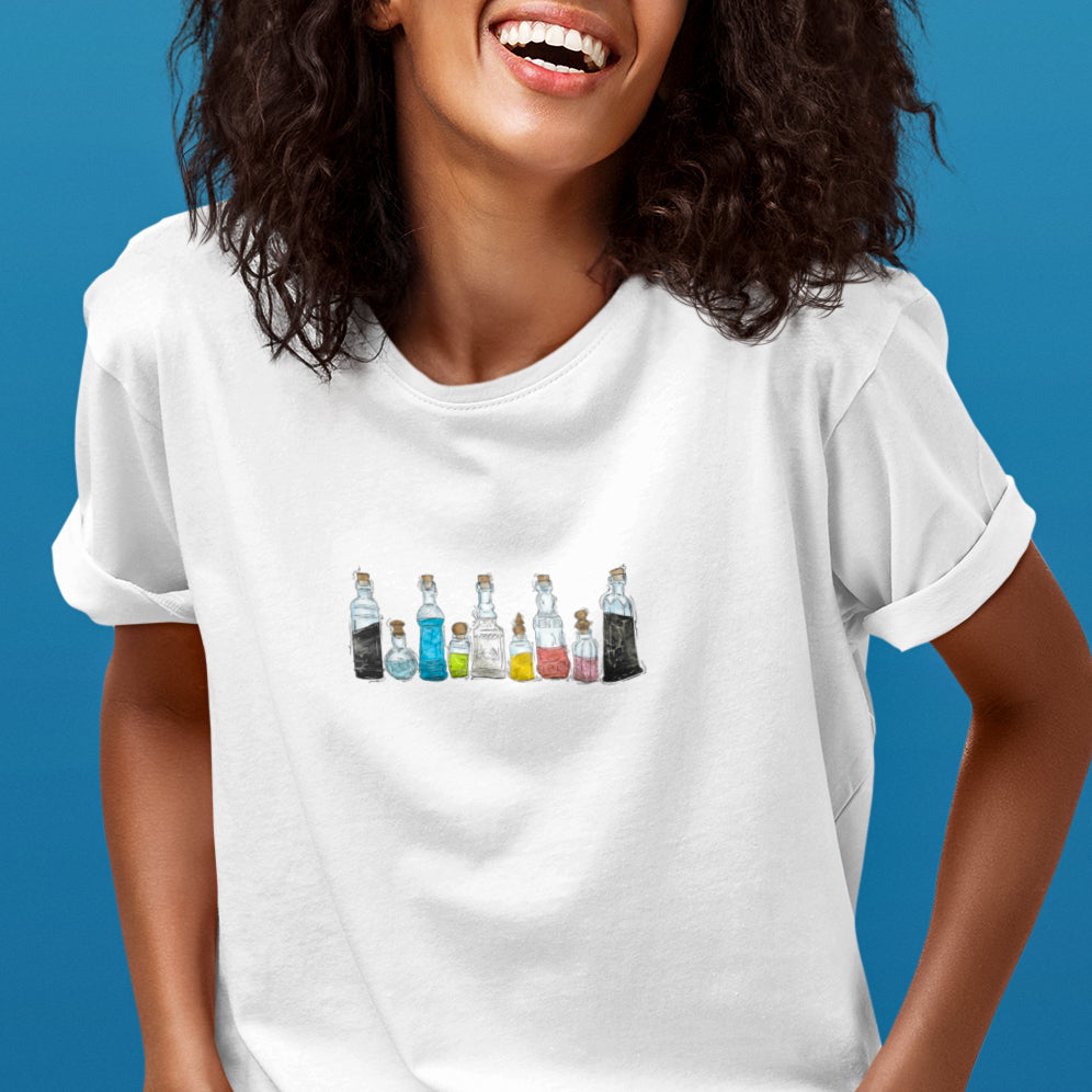 Queer Pride Flag Potion Bottles - Unisex T-Shirt
