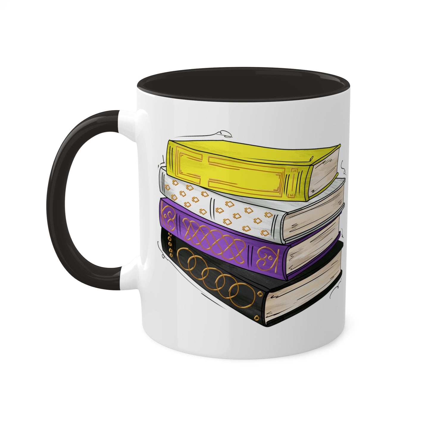 Nonbinary Pride Flag Old Books - Mug