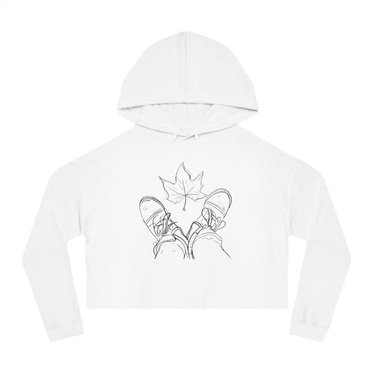Fall Leaf and Boots Sketch - Women’s Cropped Hoodie