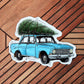 Winter Car with Tree - Sticker