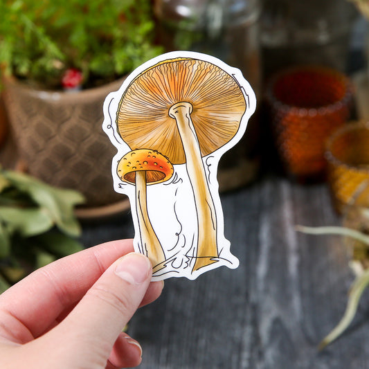 Mushroom, Tall Yellow - Sticker