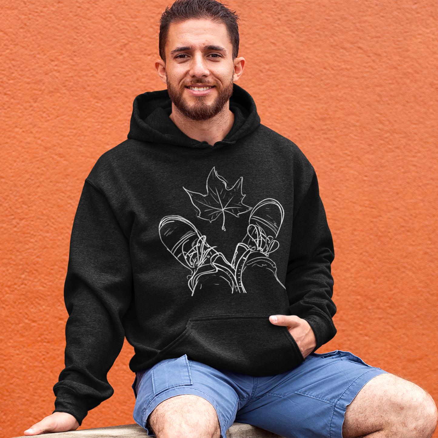 Fall Leaf and Boots Sketch - Adult Unisex Hoodie