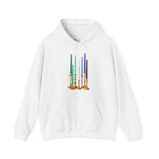 Gay Male Pride Flag Candlesticks - Adult Unisex Hoodie