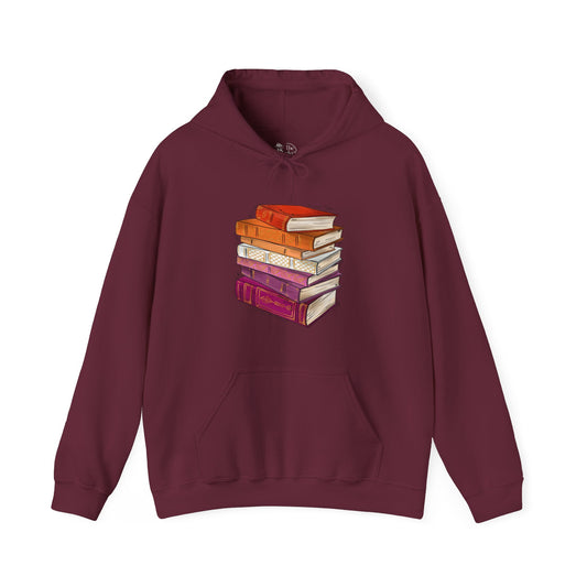 Lesbian Pride Flag Old Books - Adult Unisex Hoodie