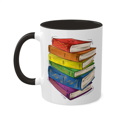 Gay Pride Flag Old Books - Mug