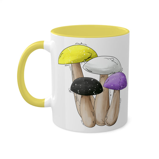 Nonbinary Pride Flag Mushrooms - Mug