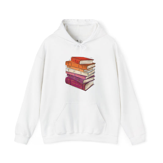 Lesbian Pride Flag Old Books - Adult Unisex Hoodie