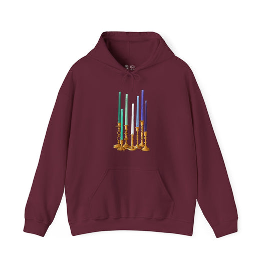 Gay Male Pride Flag Candlesticks - Adult Unisex Hoodie