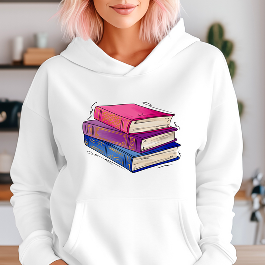 Bisexual Pride Flag Old Books - Adult Unisex Hoodie