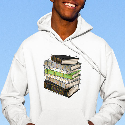 Agender Pride Flag Old Books - Adult Unisex Hoodie