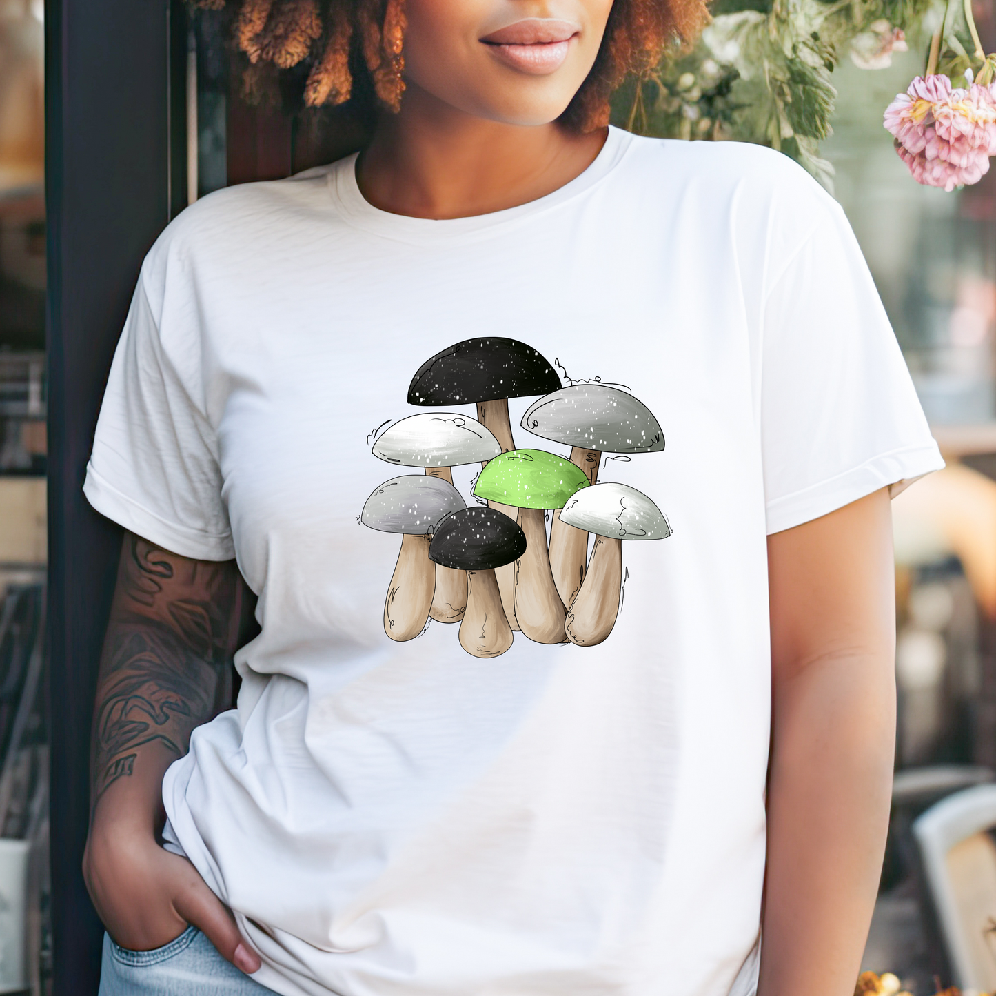 Agender Pride Flag Mushrooms - Unisex T-Shirt