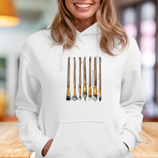 Agender Pride Flag Paint Brushes - Adult Unisex Hoodie