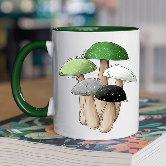 Aromantic Pride Flag Mushrooms - Mug