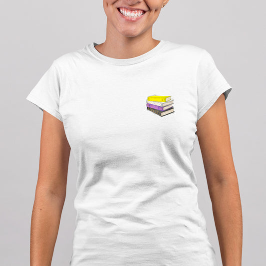 Nonbinary Pride Flag Old Books - Women's T-Shirt