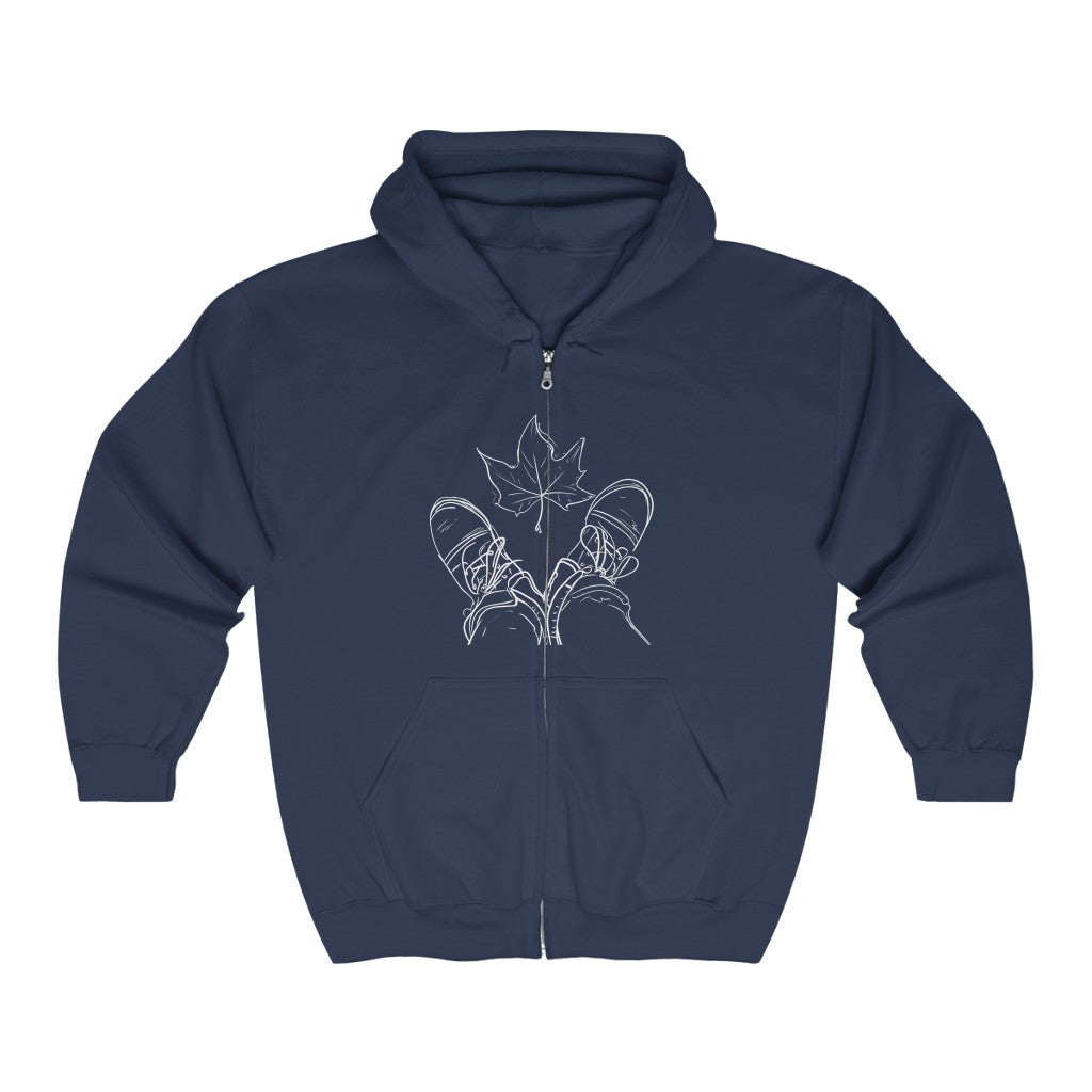 Fall Leaf and Boots Sketch - Adult Unisex Zip Up Hoodie