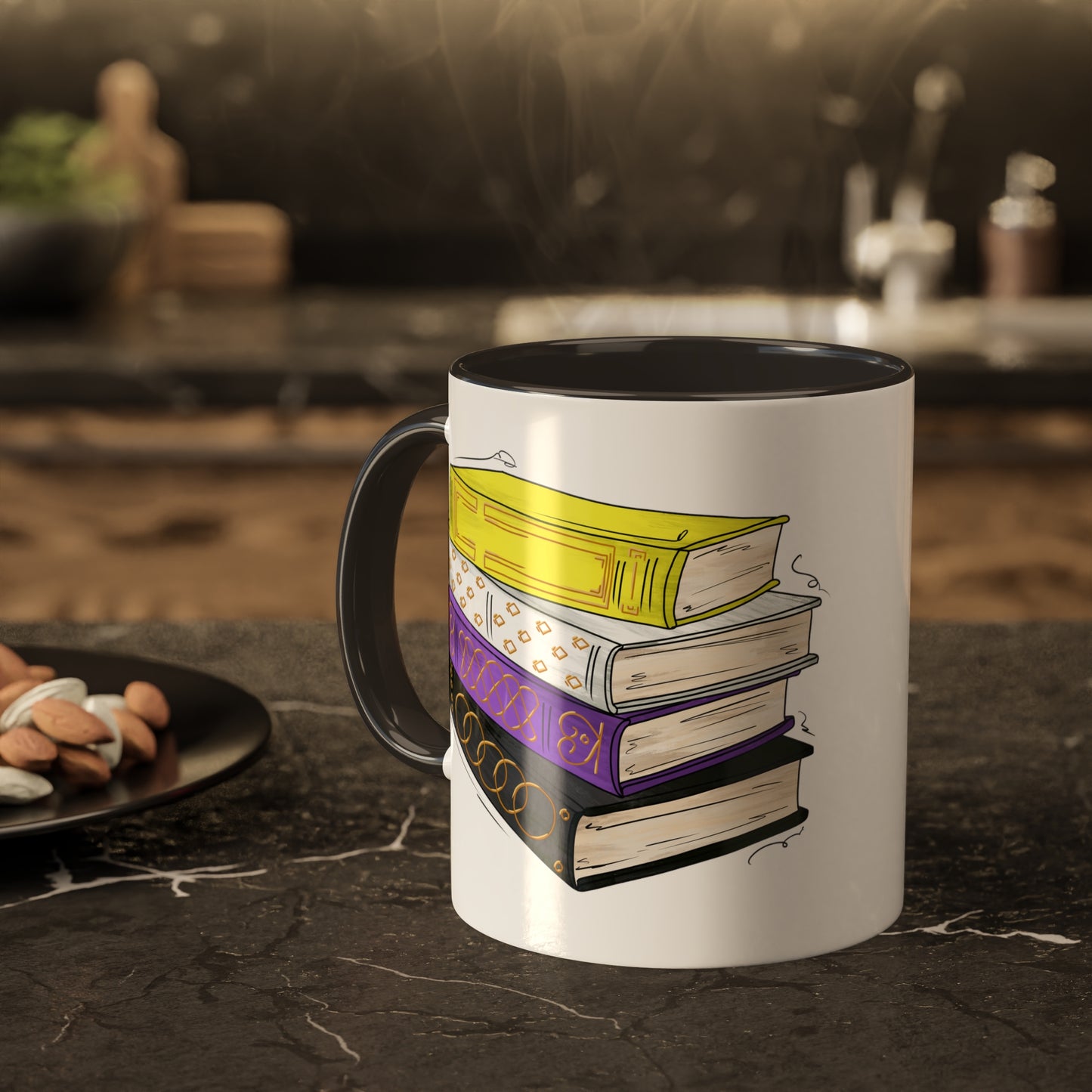 Nonbinary Pride Flag Old Books - Mug