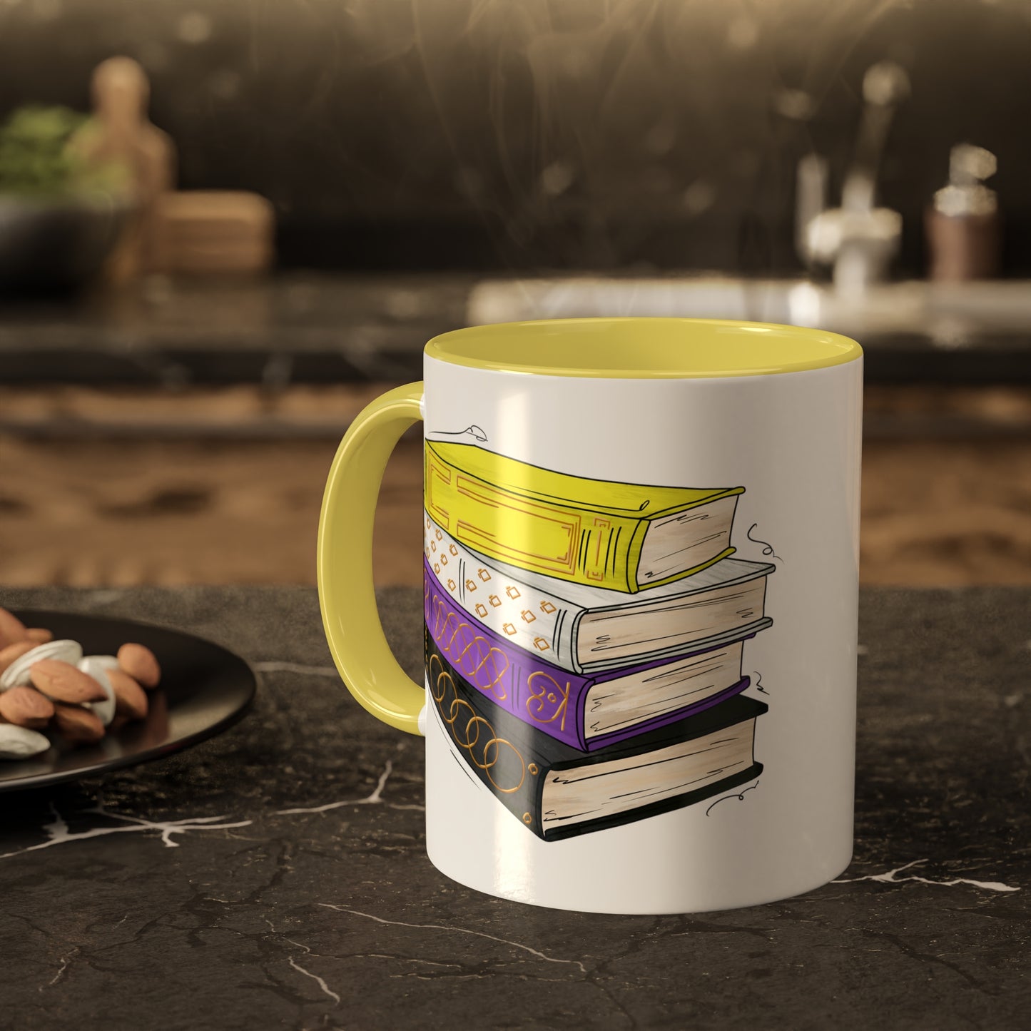 Nonbinary Pride Flag Old Books - Mug