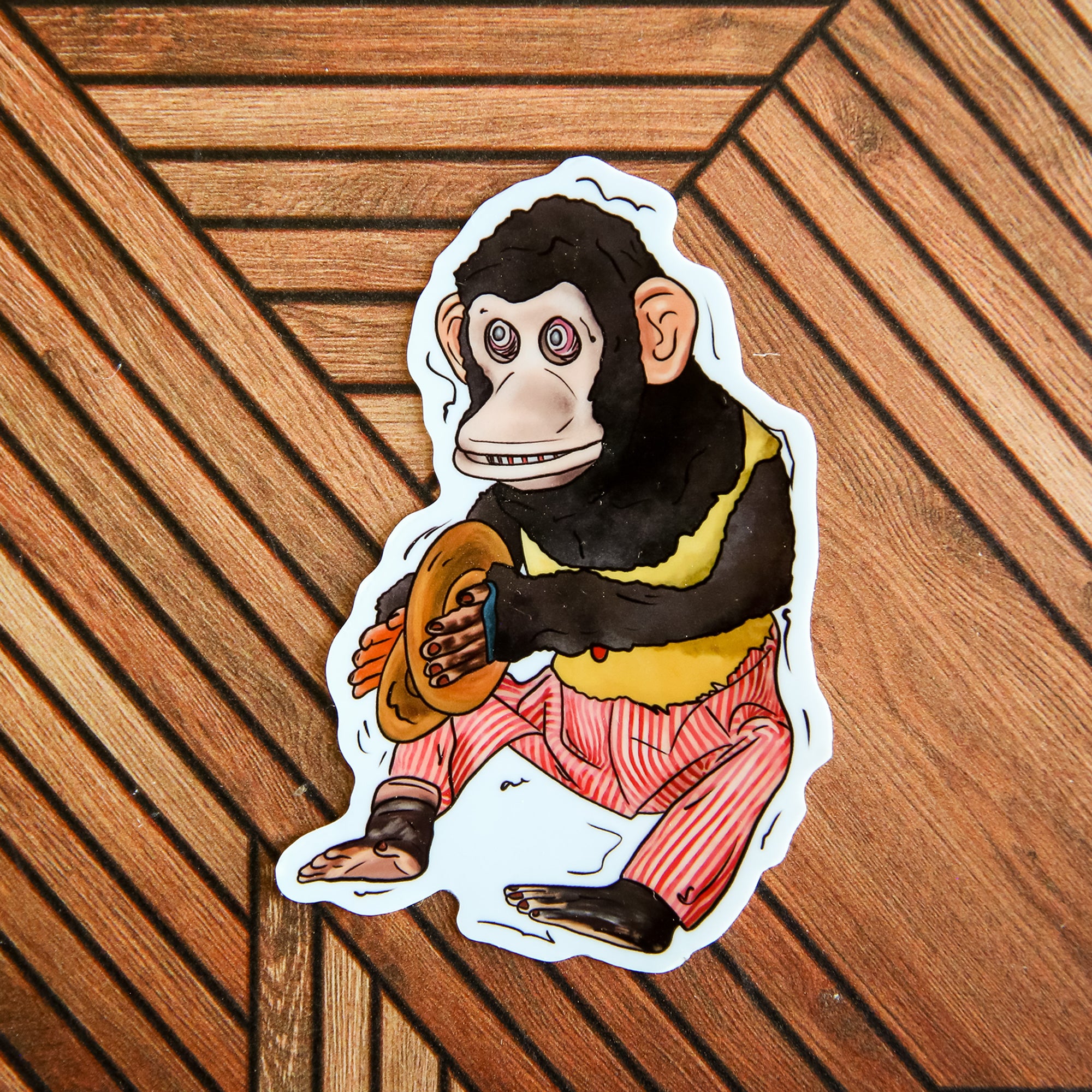 Jolly Chimp Clapping Monkey Sticker The Velvet Dot