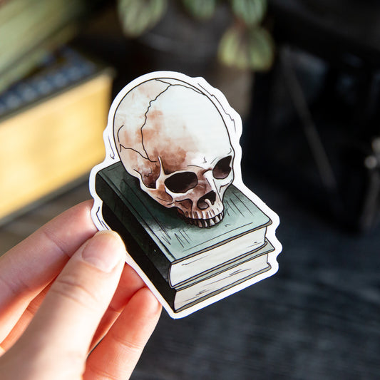 Skull and Books - Sticker