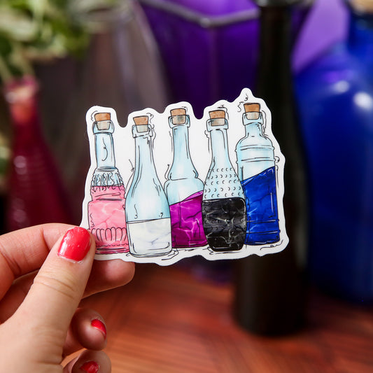 Genderfluid Pride Potion Bottles - Sticker
