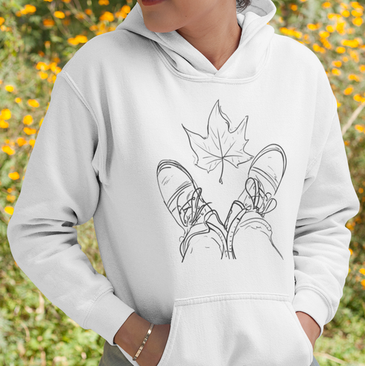 Fall Leaf and Boots Sketch - Adult Unisex Hoodie