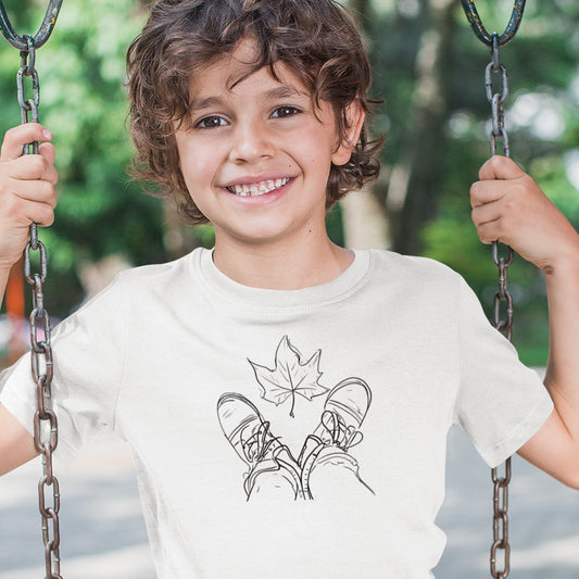 Fall Leaf and Boots Sketch - Kids T-Shirt
