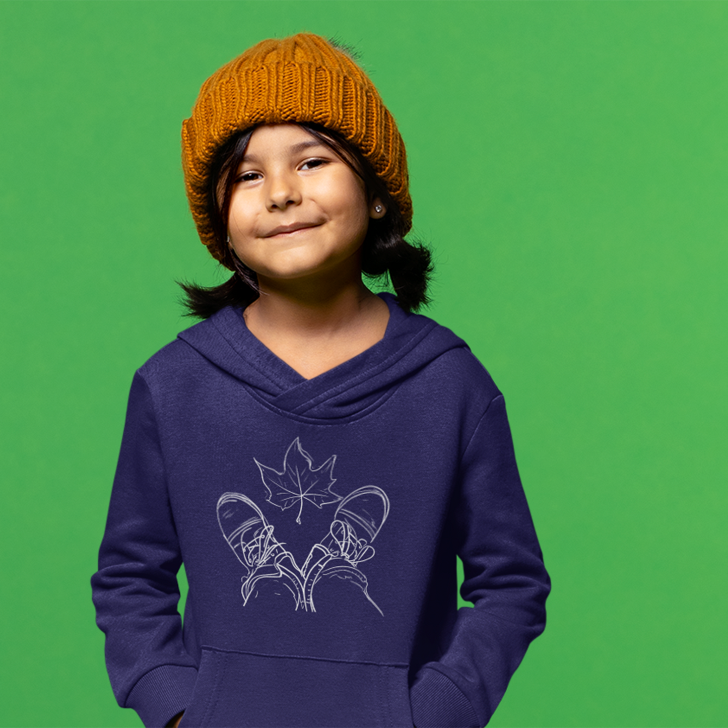 Fall Leaf and Boots Sketch - Kids Unisex Hoodie